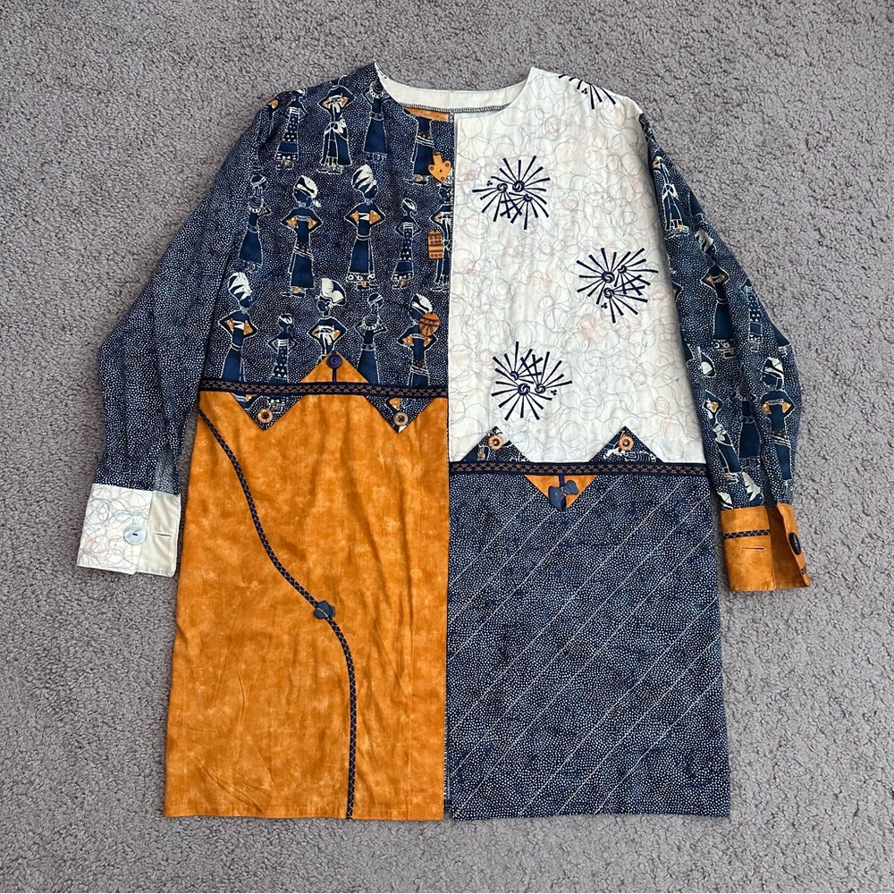 Patchwork Tunic Open Front Blazer - image 1